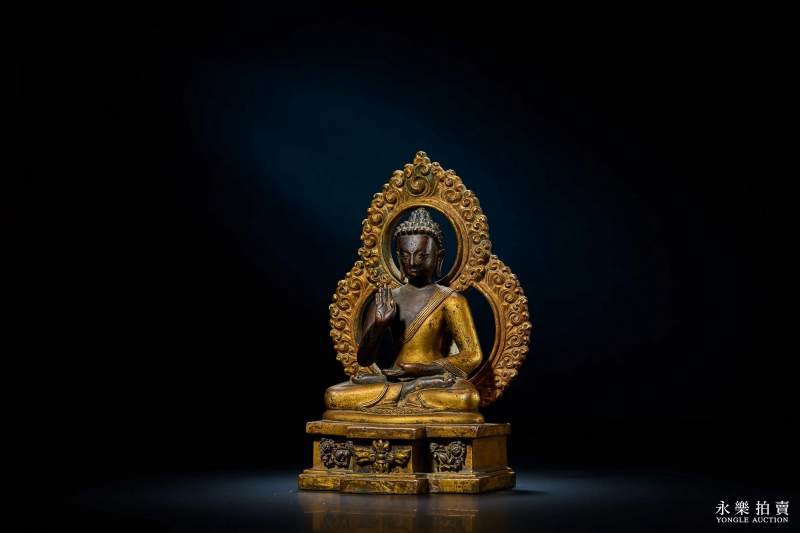 16-17世纪 （西藏扎什伦布寺）铜鎏金不空成就佛 - 图3