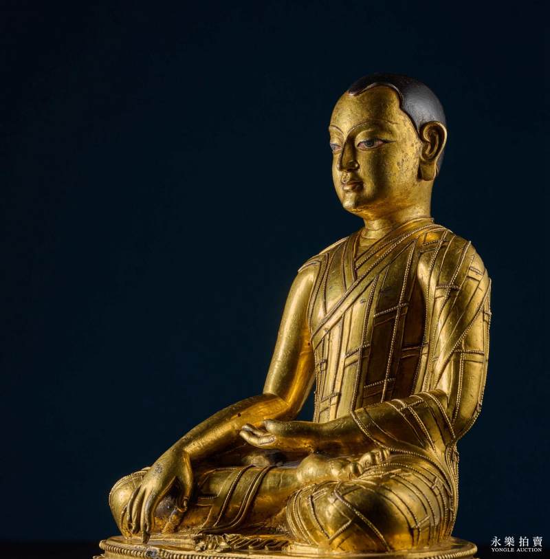 14世纪（丹萨替） 铜鎏金止贡巴·仁钦贝像 - 图12