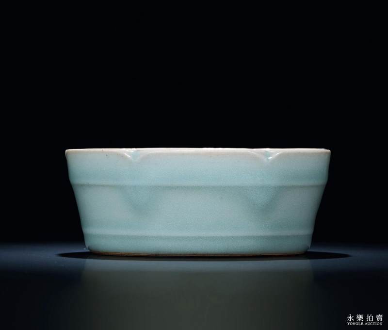明 龙泉窑粉青釉花口洗 - 图2
