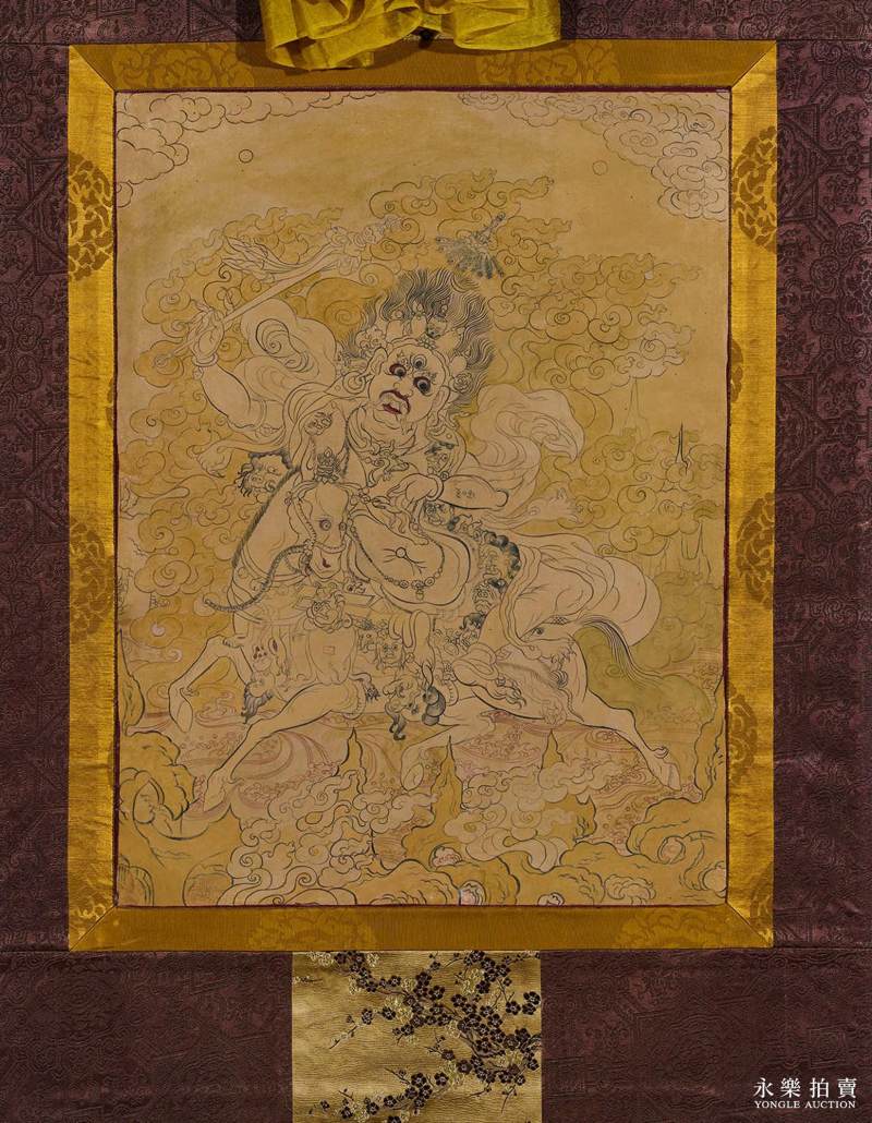 19世纪 （蒙古）白描吉祥天母唐卡 - 图3