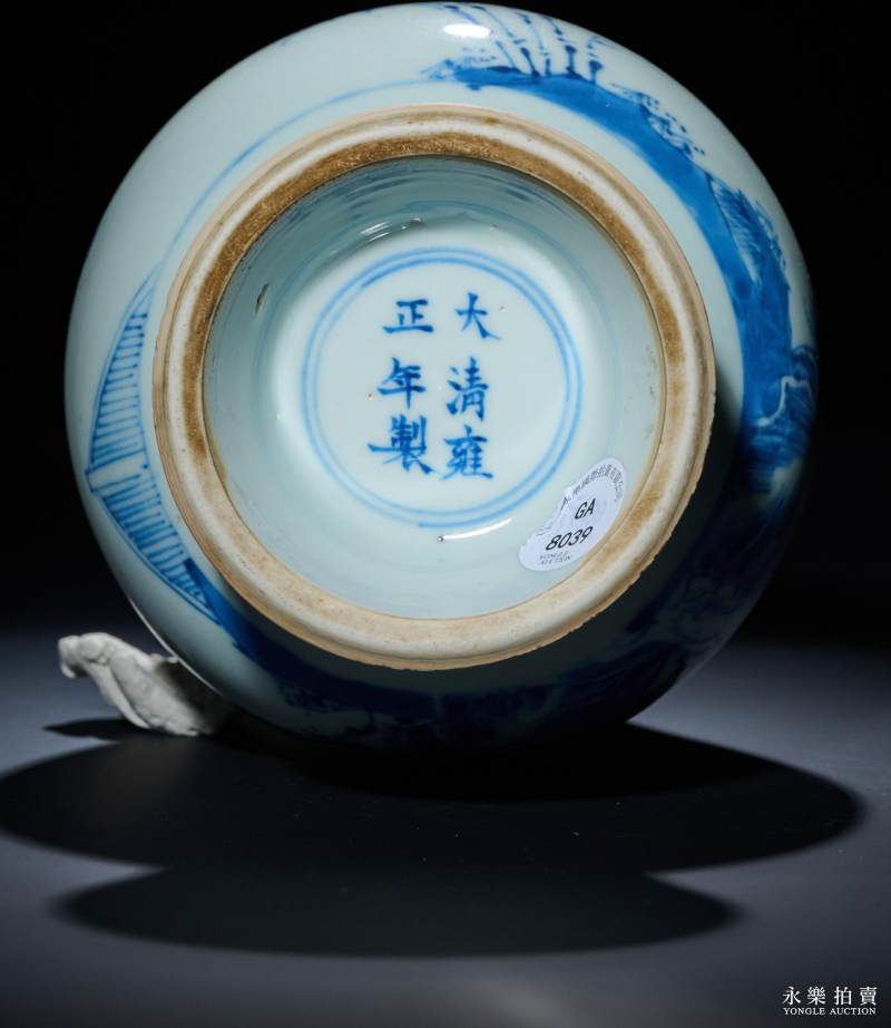 清雍正 青花岁寒三友图琵琶尊 - 图5