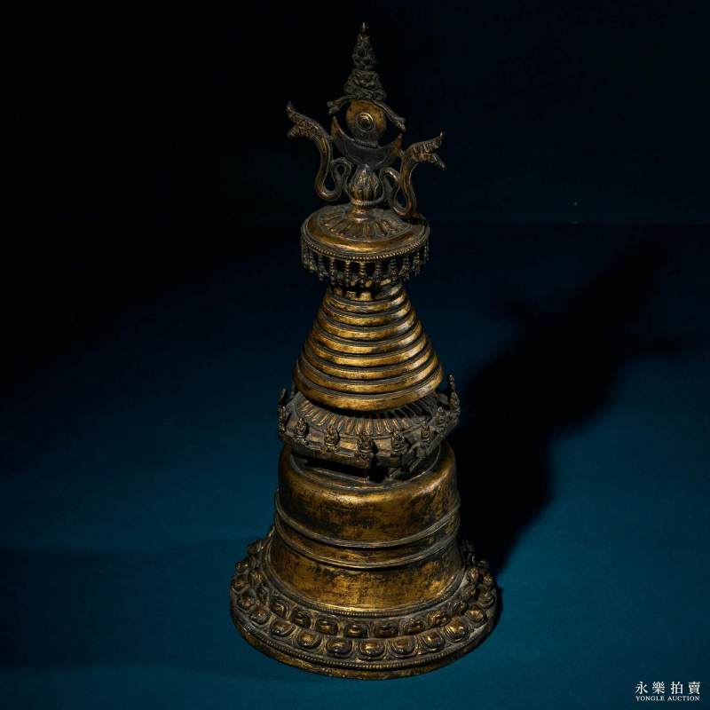 13世纪 （西藏）铜鎏金噶当塔 - 图6