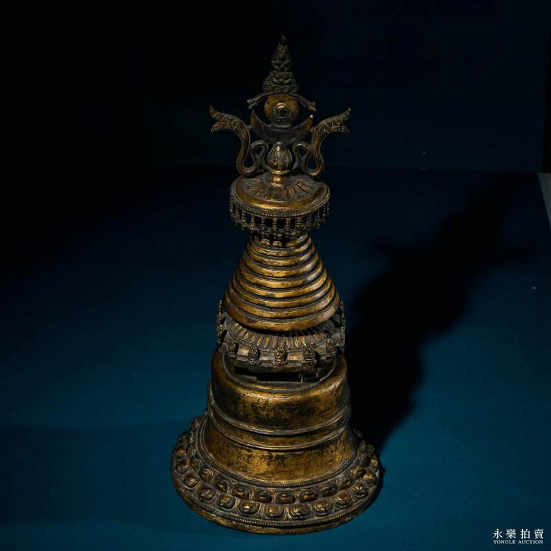 13世纪 （西藏）铜鎏金噶当塔 - 图7