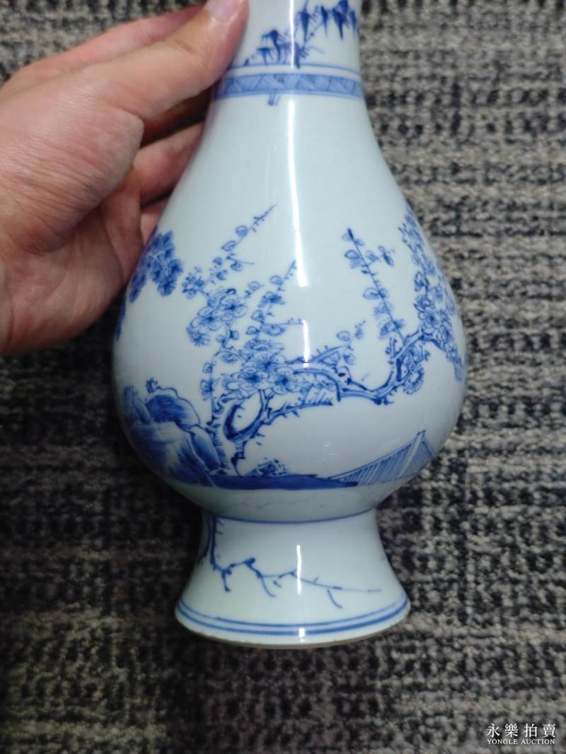 清雍正 青花岁寒三友图琵琶尊 - 图9