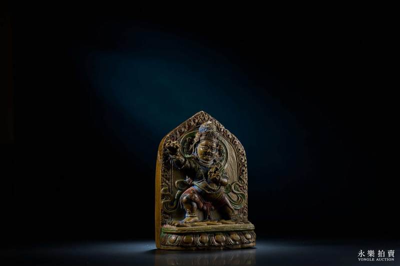 15世纪 （西藏）石雕原彩绘金刚手菩萨 - 图5