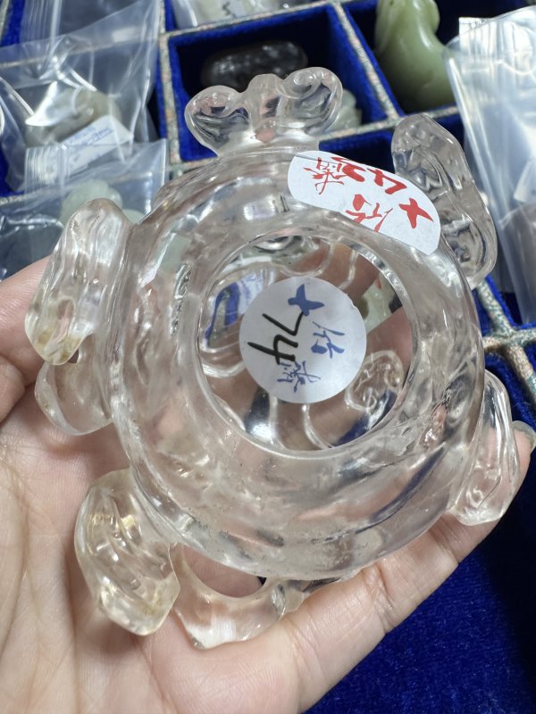 清 水晶灵芝洗配座、铜勺 - 图3