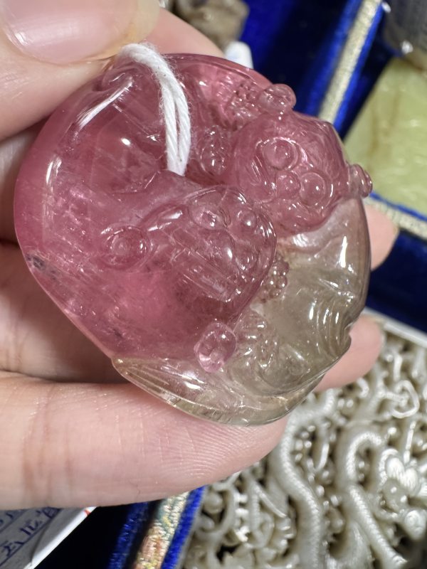 清 碧玺双獾挂坠 - 图7