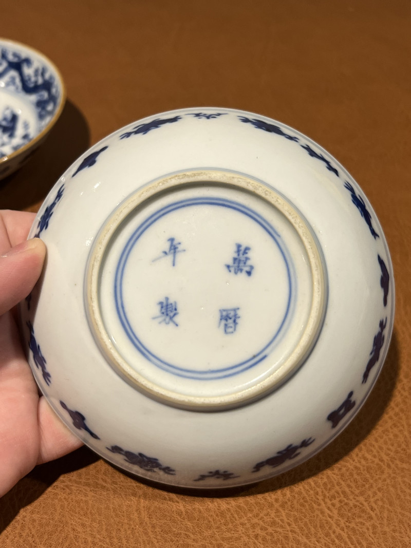 清 青花婴戏纹盘（一对） - 图9