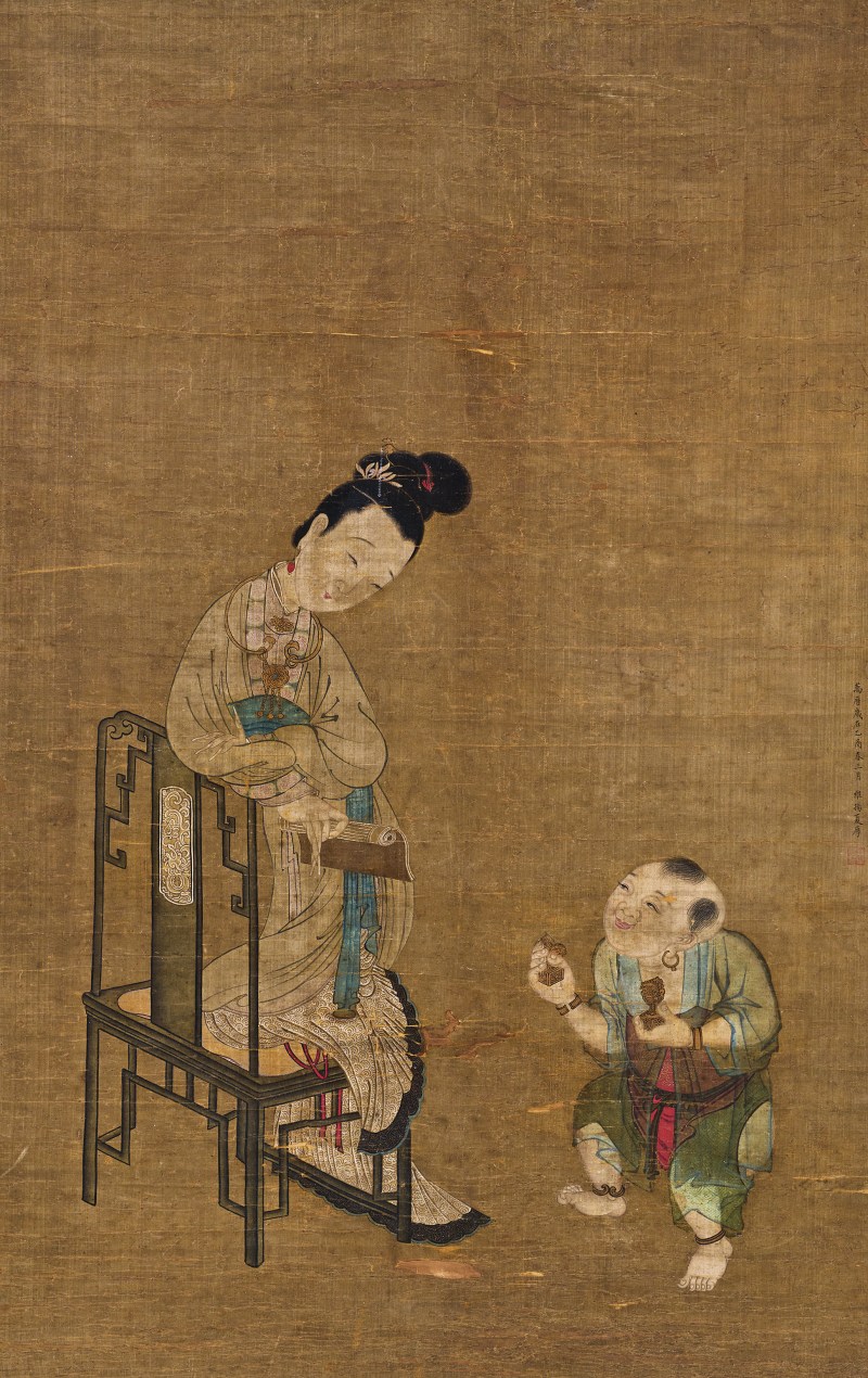 夏厚 课子图