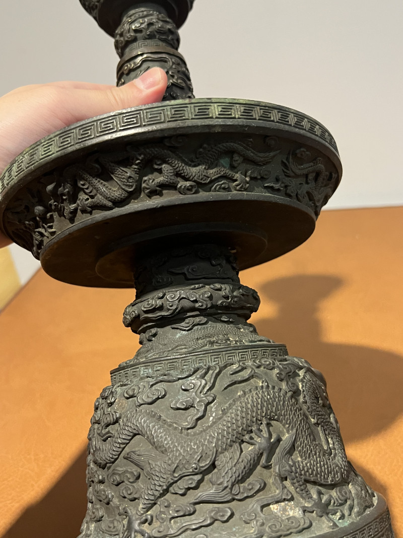 清乾隆 御制铜铸云龙烛台 - 图11