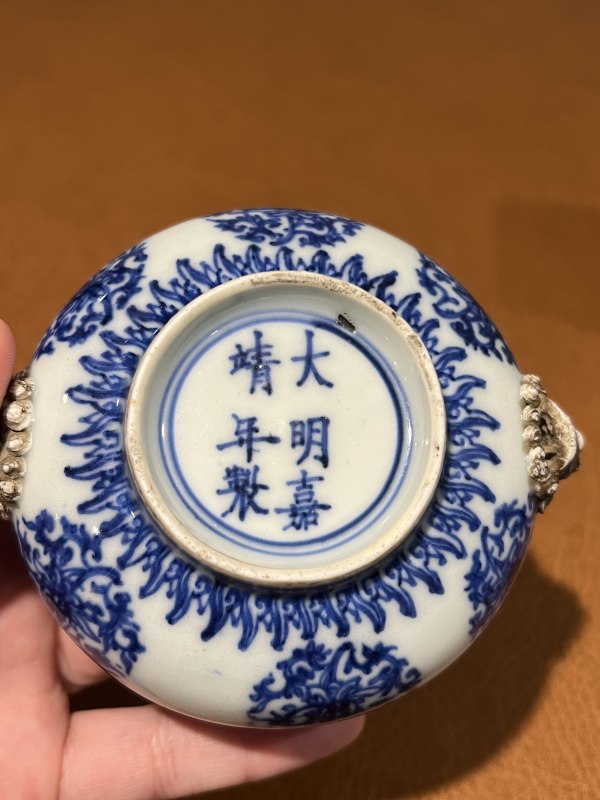 十七世纪 青花团花双狮耳炉 - 图5