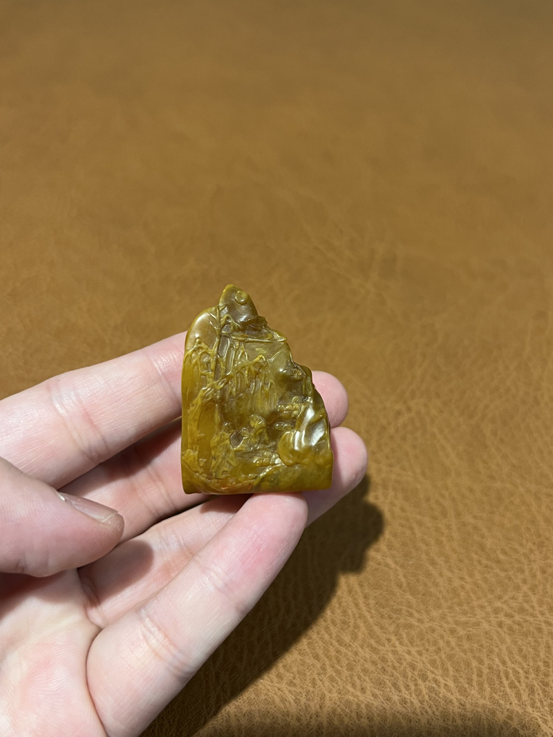 清 田黄林清卿薄意雕人物章 - 图3