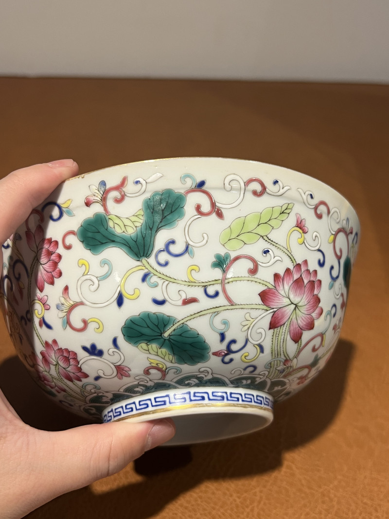 清光绪 青花粉彩荷花纹碗 - 图8
