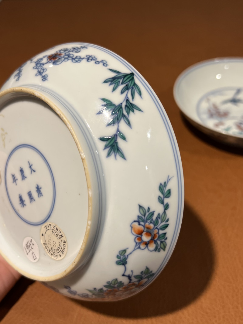 清康熙 斗彩喜上眉梢纹盘（一对） - 图13