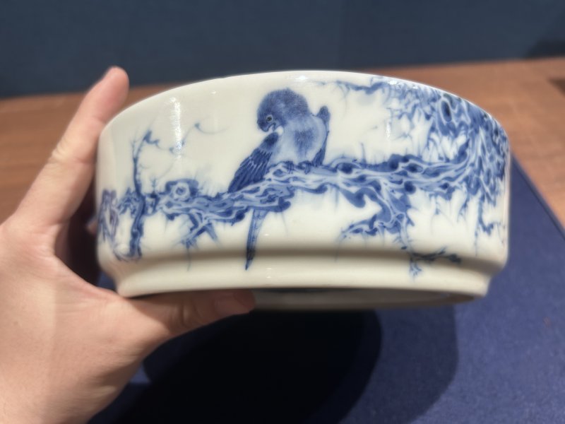民国 王步青花花鸟图大笔洗 - 图6