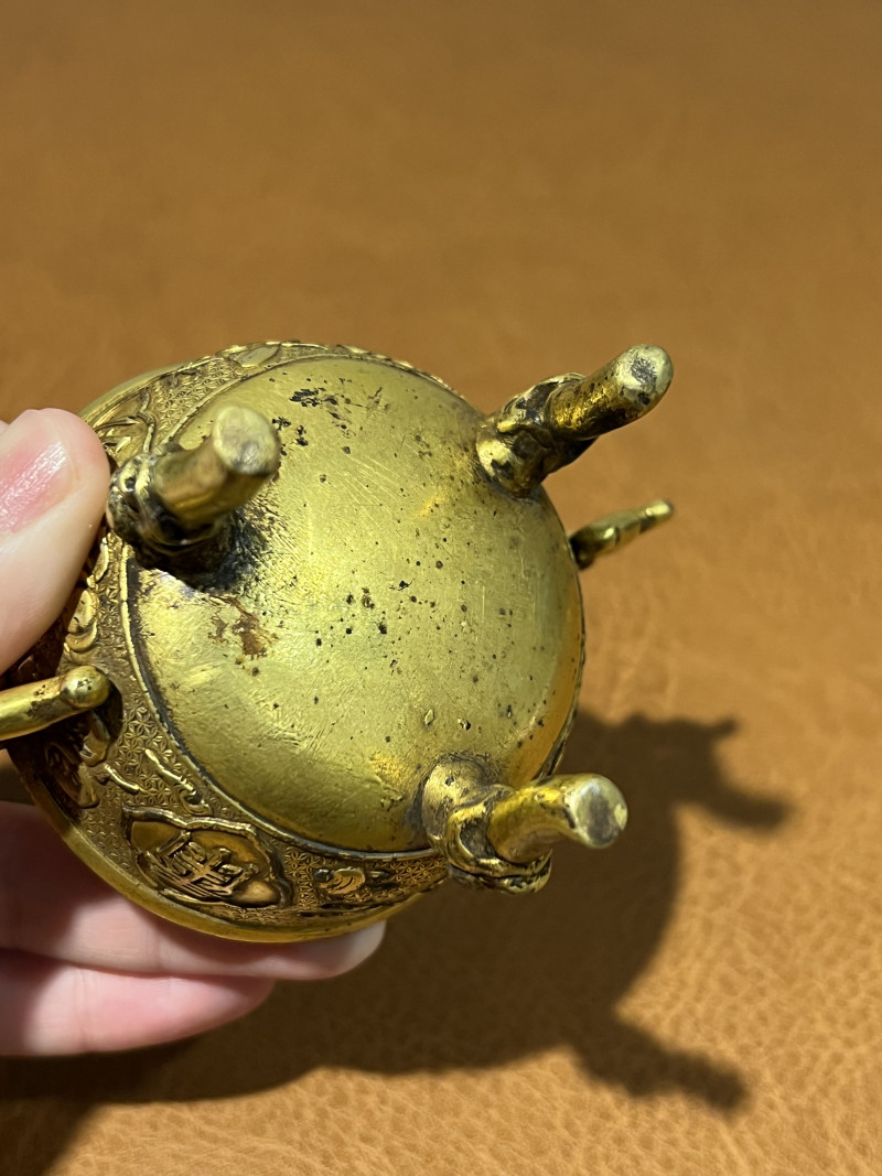 清乾隆 铜鎏金造办处龙耳杯 - 图10
