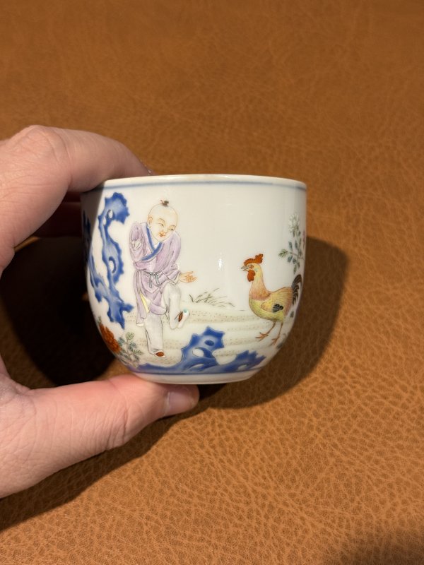 清乾隆 粉彩御题诗文鸡缸杯 - 图4