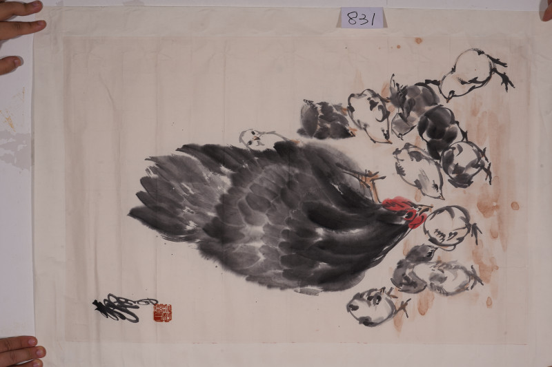 近现代 黄胄鸡镜片 - 图2