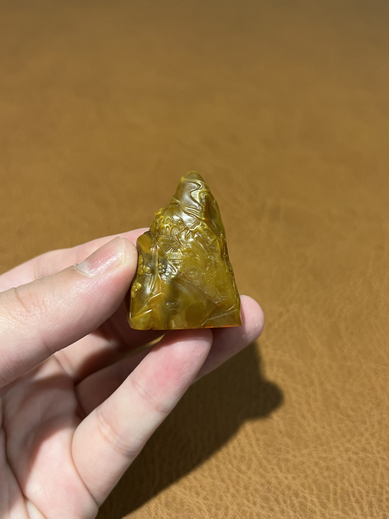清 田黄林清卿薄意雕人物章 - 图4