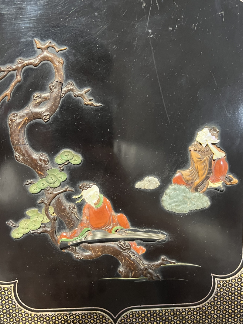 清 黑漆嵌螺钿人物盒 - 图9