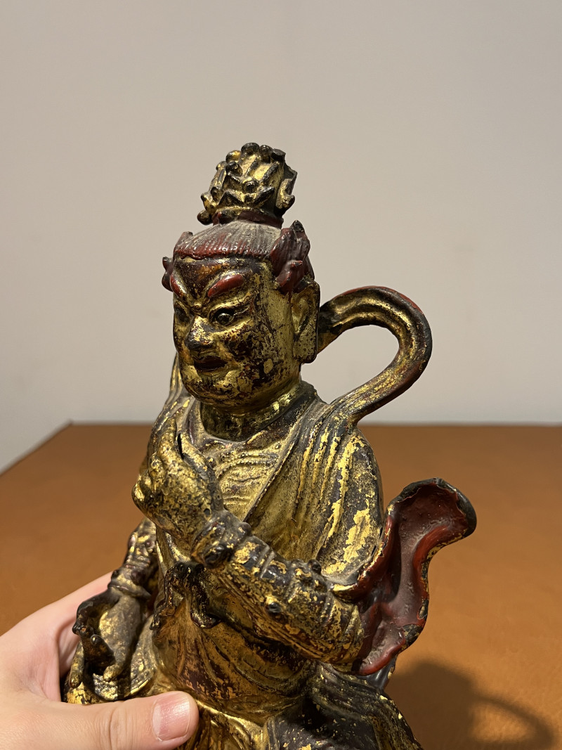 明 铜漆金天王像 - 图6