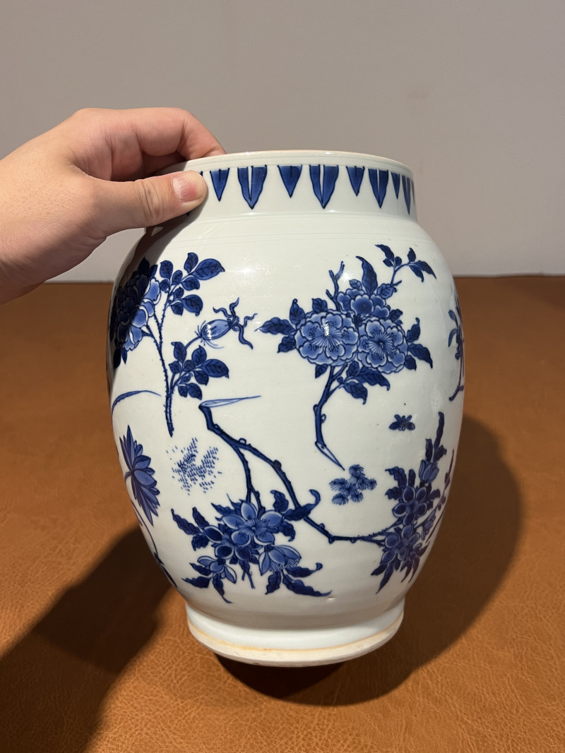 明崇祯 青花花卉纹莲子罐 - 图3