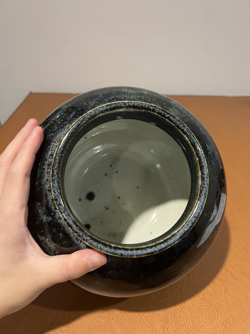 清雍正 乌金釉花囊 - 图7