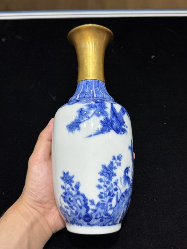 民国 青花花鸟瓶 - 图3