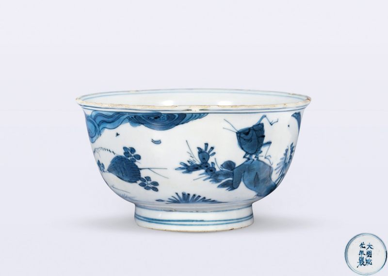 明 青花虫草纹碗