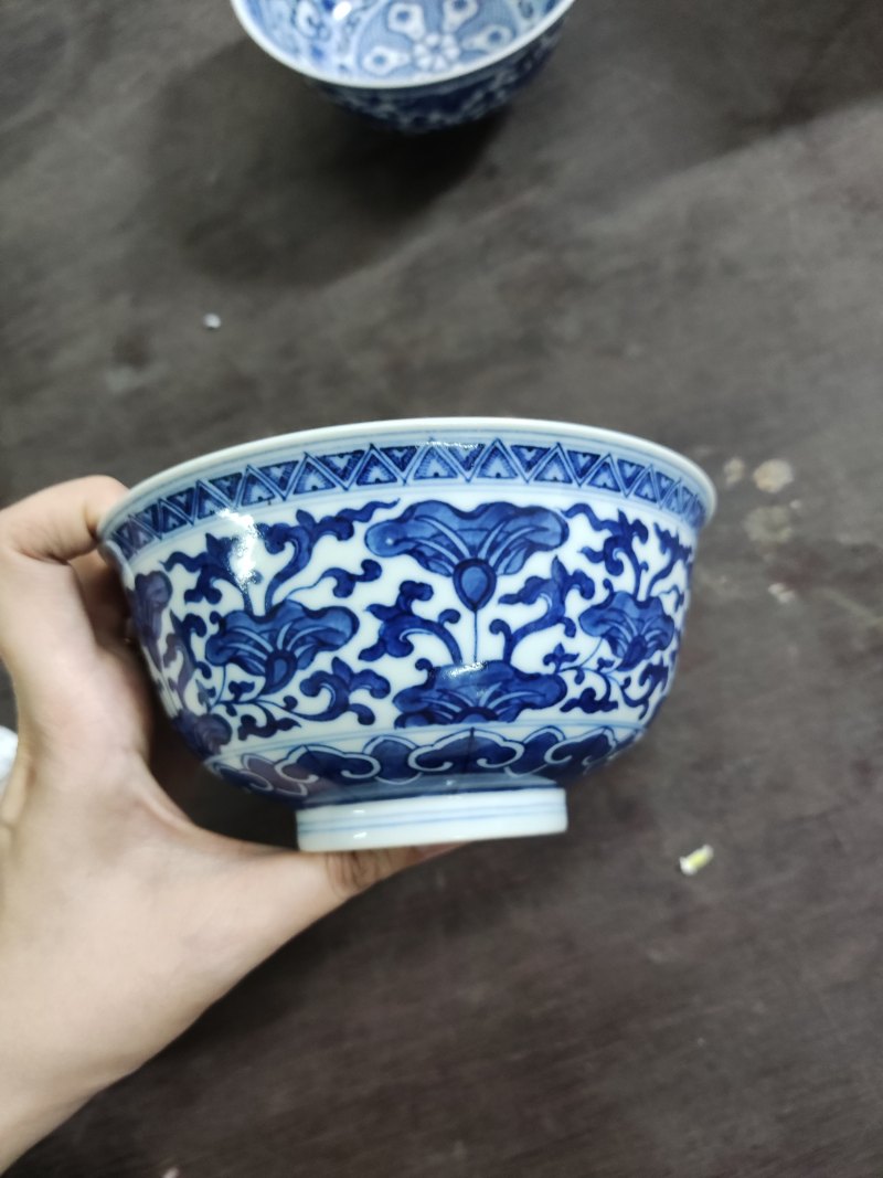 清 青花花卉纹碗一对 - 图3