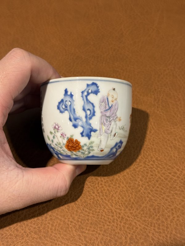 清乾隆 粉彩御题诗文鸡缸杯 - 图6