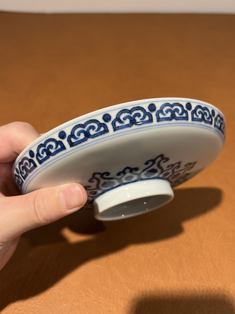 清乾隆 青花海水云龙纹镗锣洗 - 图6
