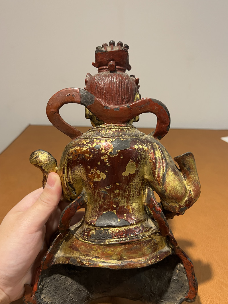 明 铜漆金天王像 - 图7