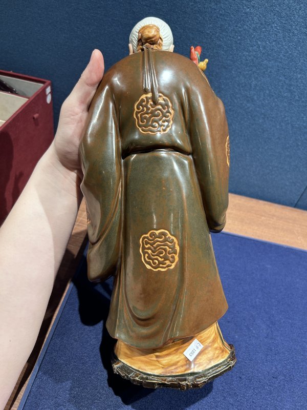 民国 曾龙升粉彩寿星瓷塑 - 图6