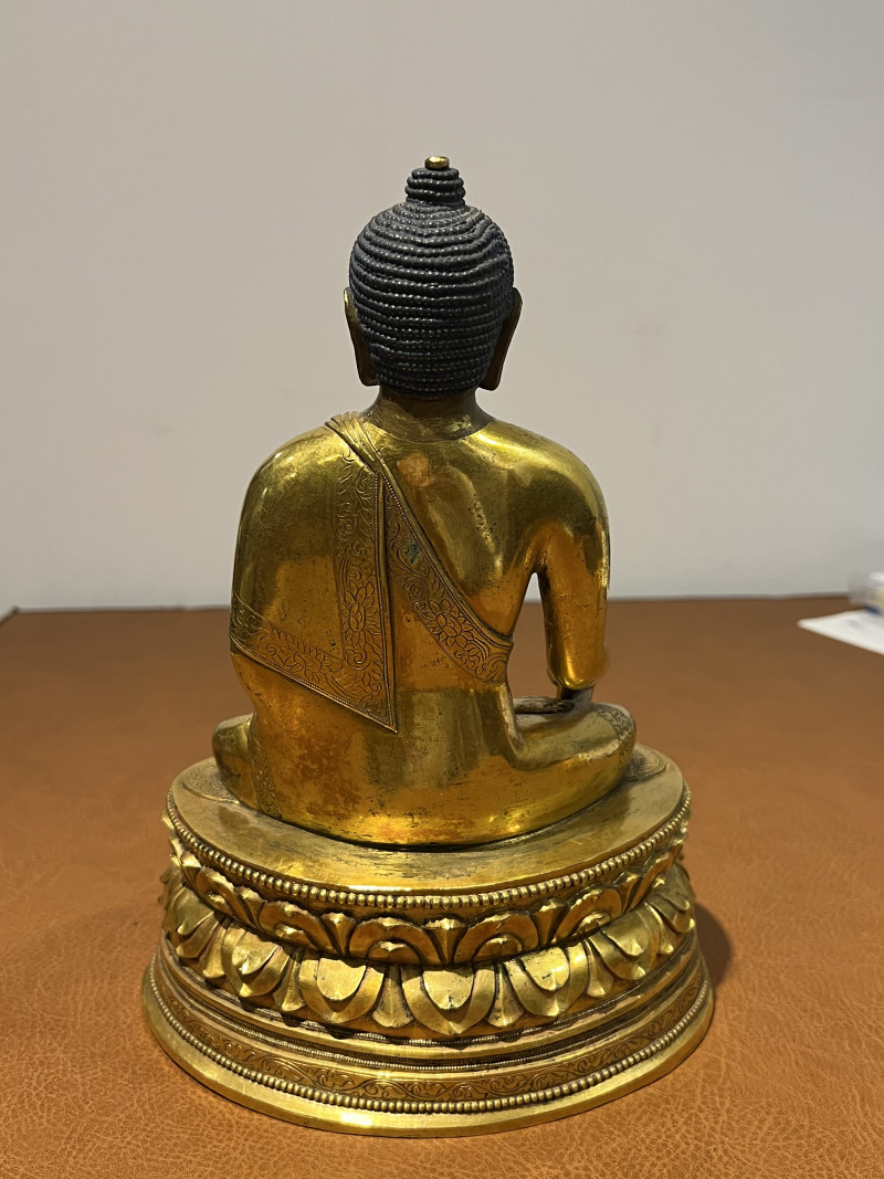 清 铜鎏金药师佛蒙古查娜巴扎尔风格 - 图5