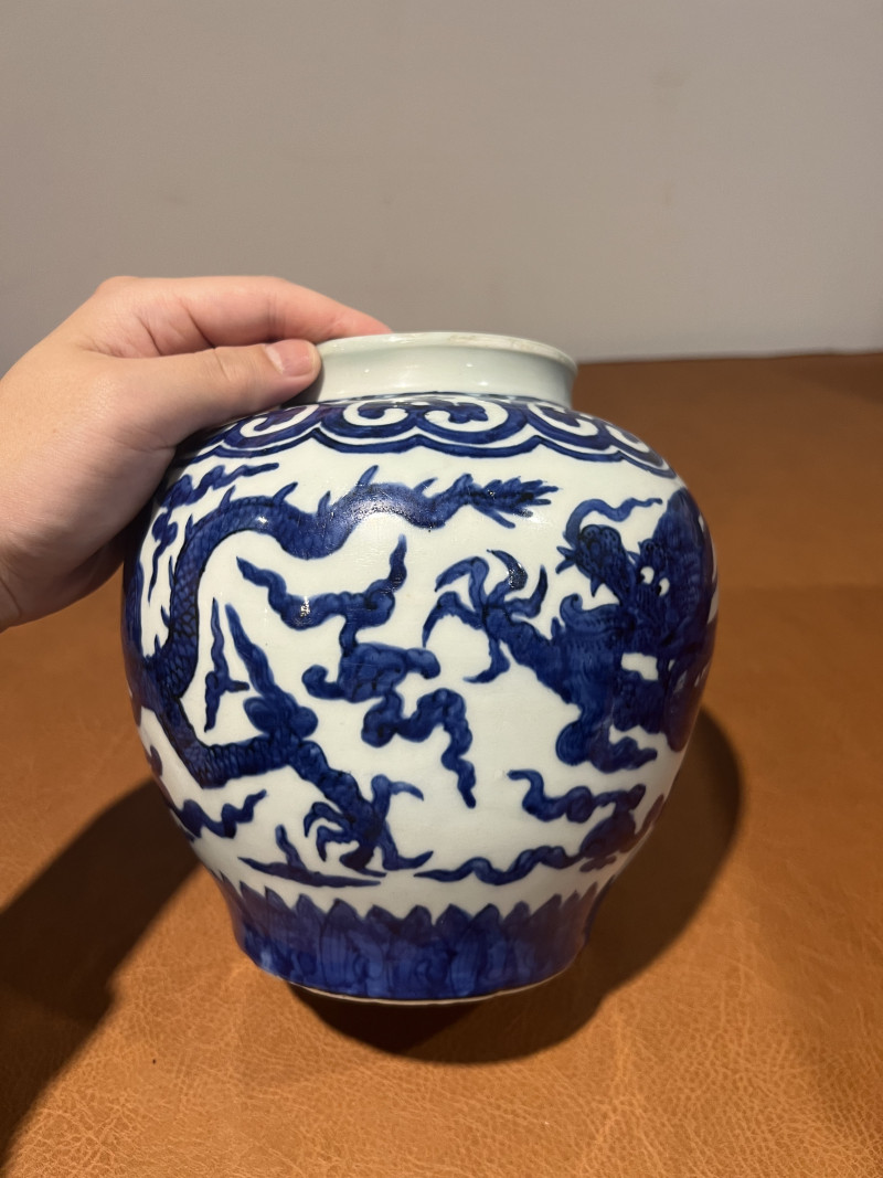 明嘉靖 青花云龙纹罐 - 图3