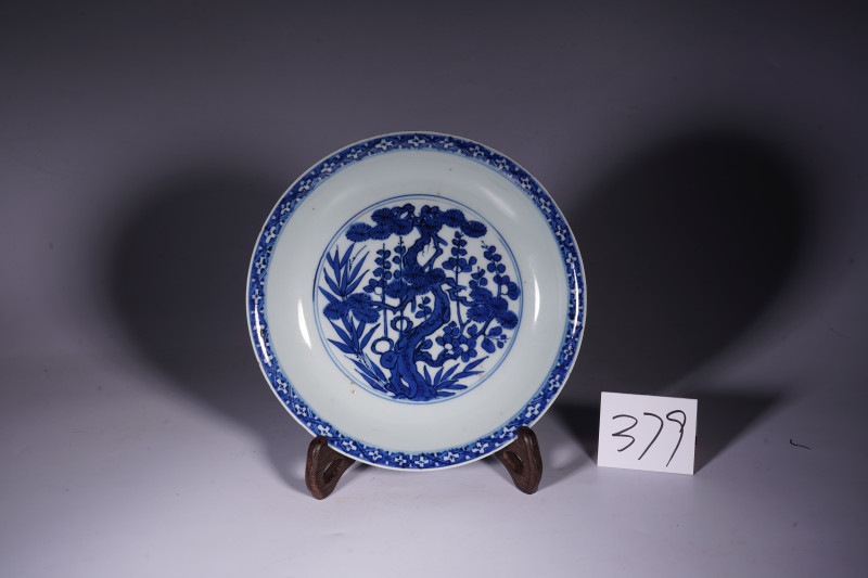 明 青花松竹梅纹盘 - 图2