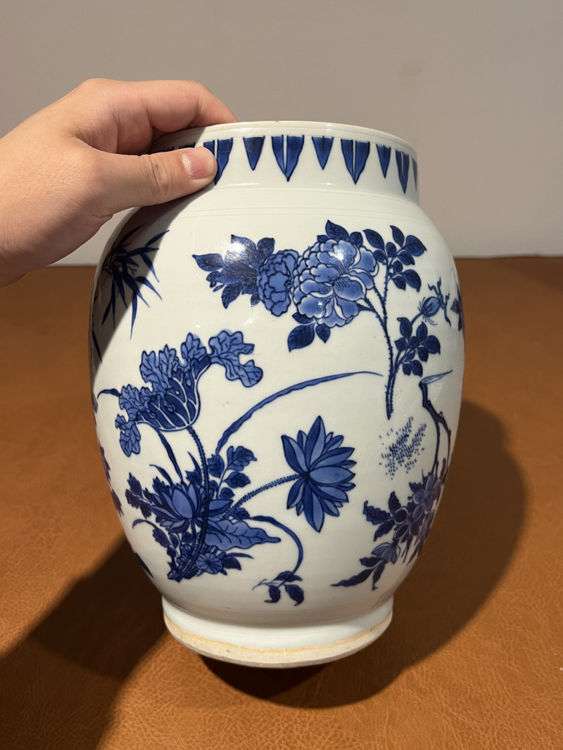 明崇祯 青花花卉纹莲子罐 - 图4