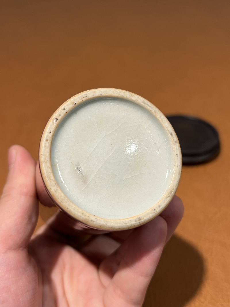 清中期 霁红釉笔筒 - 图9