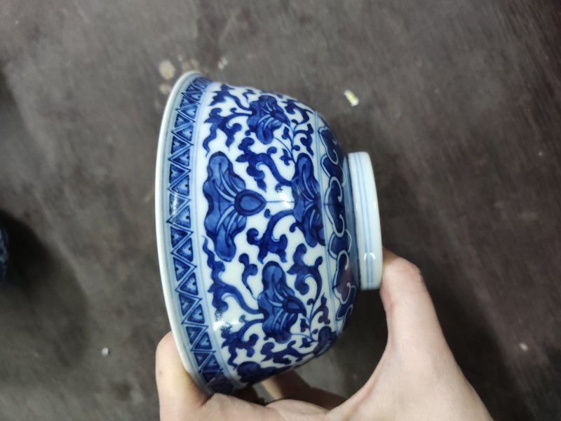 清 青花花卉纹碗一对 - 图4