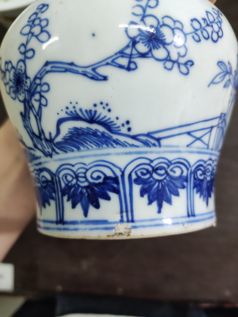 清 青花松竹梅纹天字罐 - 图3