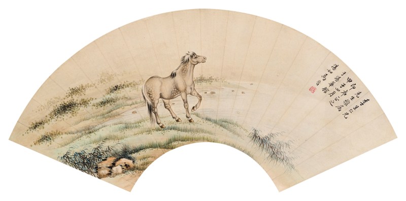 马晋 立马图扇面