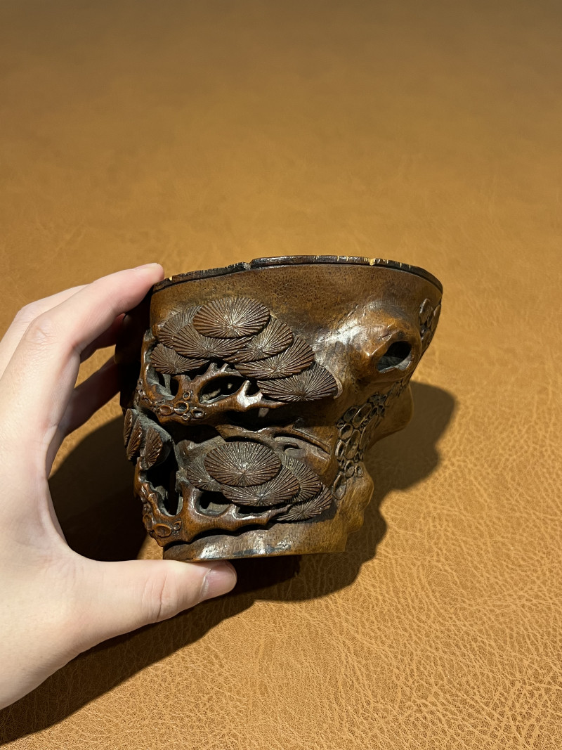十七世纪竹雕松树纹杯 - 图4