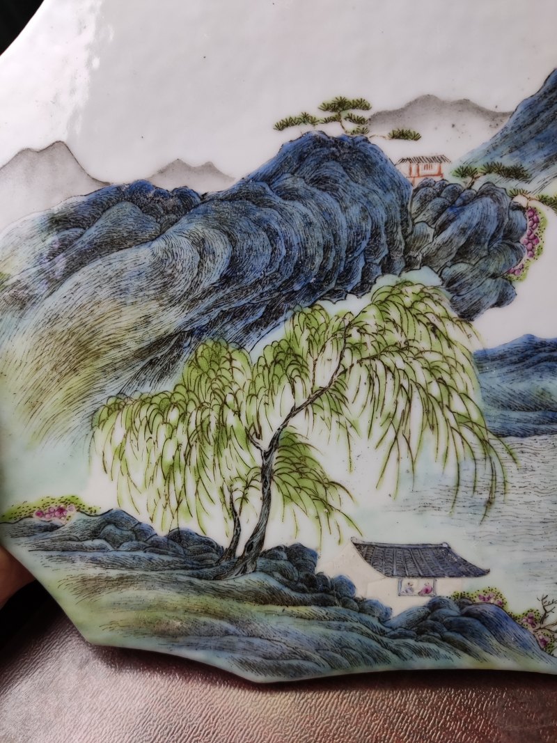 清 粉彩“读书之乐”瓷板 - 图4