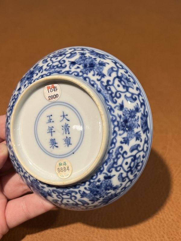清雍正 青花贯套折枝花卉纹小碟 - 图7