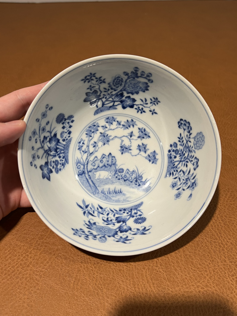 清道光 粉地洋彩轧道开光丹桂飘香纹节令膳碗 - 图14