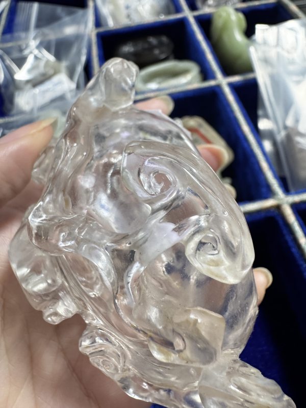 清 水晶灵芝洗配座、铜勺 - 图4