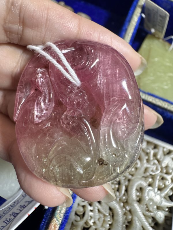 清 碧玺双獾挂坠 - 图8