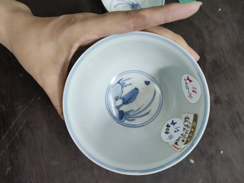 明 青花芦雁纹碗一对 - 图7