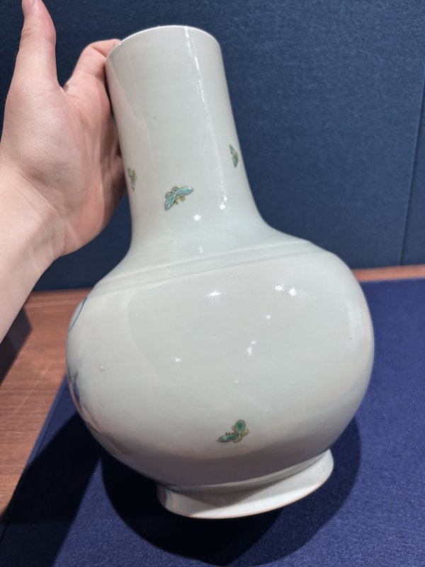 民国 青花加彩花鸟图瓶 - 图4